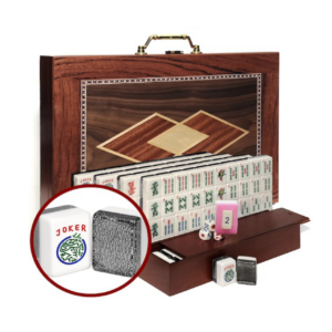 Jumbo American Gunmetal Glitter Mah Jongg Tiles in a Wooden Box