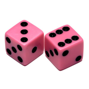 Solid Pink Dice with Black dots