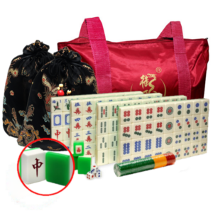 Jumbo Asian Green and White Mah Jongg Tiles with Tote