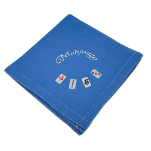 Luxury Wool Blend Table Cover - Light Blue with Words &Tiles