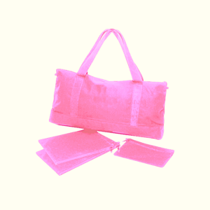 Pink Canvas Mah Jongg Travel Tote with three zippered pouches with Embroidery